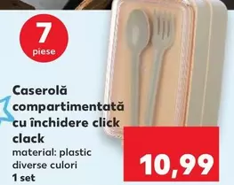 Caserolă compartimentată cu închidere click clack