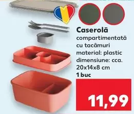 Caserolă compartimentată cu tacâmuri