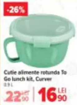 Cutie alimente rotunda To Go lunch kit, Curver