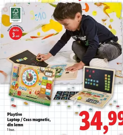 Laptop / Ceas magnetic, din lemn
