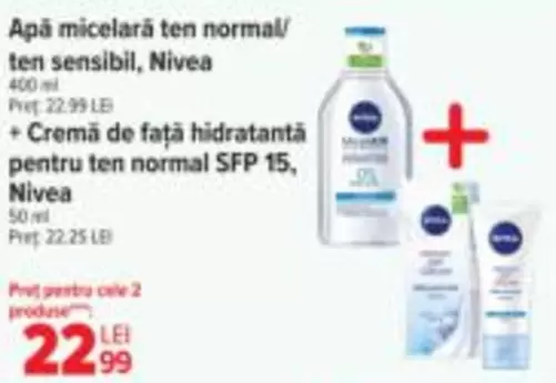 Apă micelară ten normal/ten sensibil + Cremă de față hidratantă pentru ten normal SFP 15