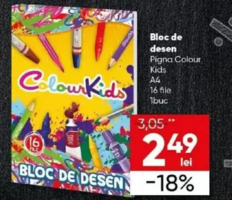 Bloc de desen Pigna Colour Kids A4 16 file 1buc