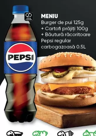 Pepsi - Burger de pui + Cartofi prăjiți + Băutură răcoritoare