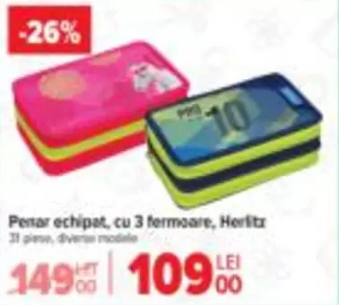 Penar echipat, cu 3 fermoare
