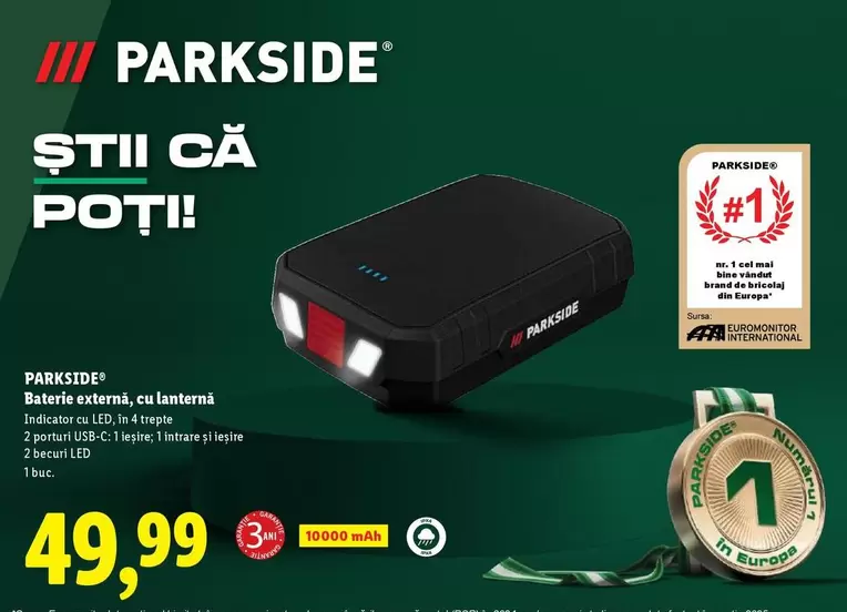 Baterie externă, cu lanternă