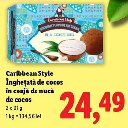 Înghețată de cocos în coajă de nucă de cocos