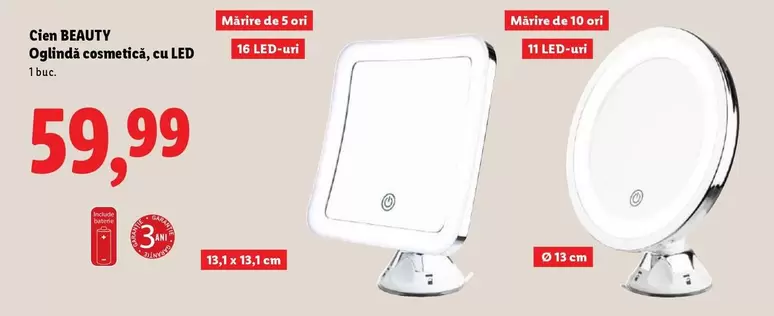 Oglindă cosmetică, cu LED