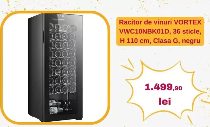 Racitor de vinuri VWC10NBK01D, 36 sticle, H 110 cm, Clasa G, negru