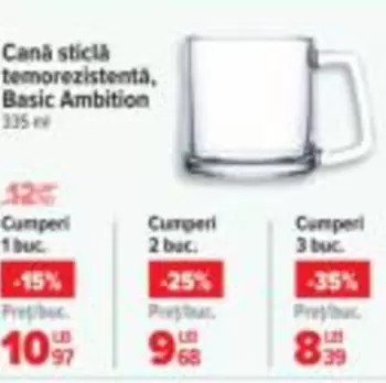 Cană sticlă termorezistenta