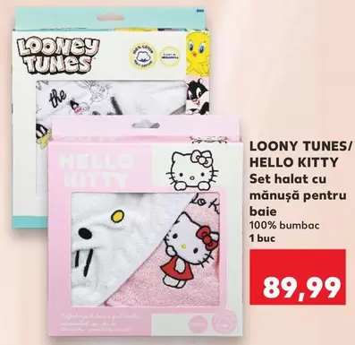 Hello Kitty - LOONY TUNES/ HELLO KITTY Set halat cu mănuşă pentru baie