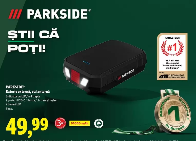 Baterie externă, cu lanternă