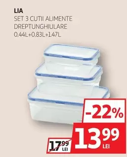 SET 3 CUTII ALIMENTE DREPTUNGHIULARE