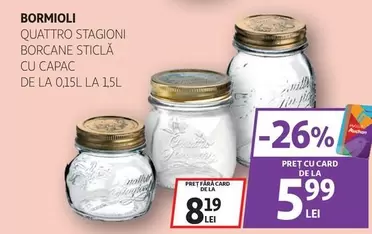 QUATTRO STAGIONI BORCANE STICLĂ CU CAPAC