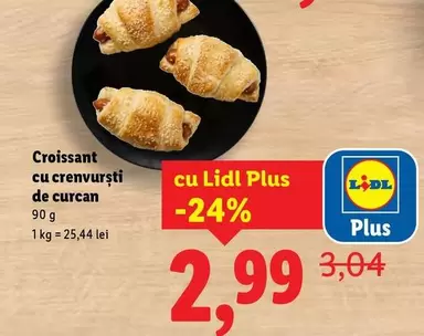 Croissant cu crenvurști de curcan