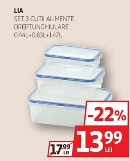 SET 3 CUTII ALIMENTE DREPTUNGHIULARE