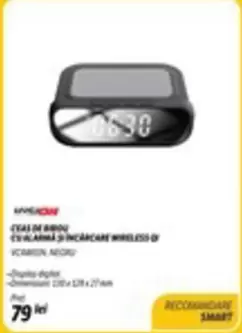 CEAS DE BIROU CU ALARMA SI INCARCARE WIRELESS QI