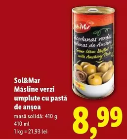 Măsline verzi umplute cu pastă de anşoa