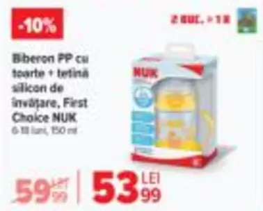 Biberon PP cu toarte tetina silicon de invățare, First Choice