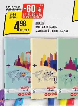 CAIET A4 DICTANDO/ MATEMATICĂ, 60 FILE, CAPSAT