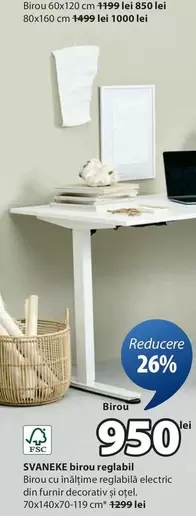 SVANEKE birou reglabil