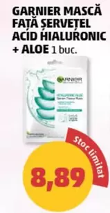 MASCĂ FAȚĂ ȘERVEȚEL ACID HIALURONIC + ALOE 1 buc.