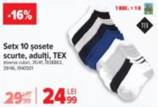 Setx 10 șosete scurte, adulți, TEX
