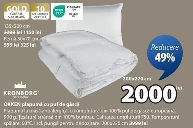 OKKEN plapumă cu puf de gască