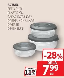 Actuel - SET 3 CUTII PLASTIC CU CAPAC ROTUNDE/DREPTUNGHIULARE DIVERSE DIMENSIUNI