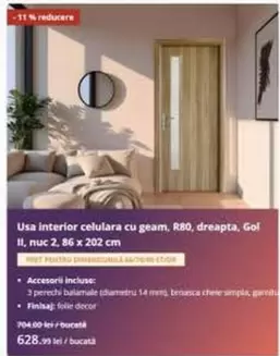 Usa interior celulara cu geam, R80, dreapta, Gol II