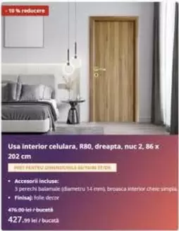 Usa interior celulara, R80, dreapta, nuc 2, 86 x 202 cm