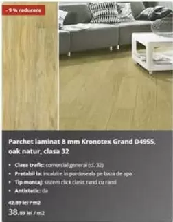Parchet laminat 8 mm Grand D4955, oak natur, clasa 32