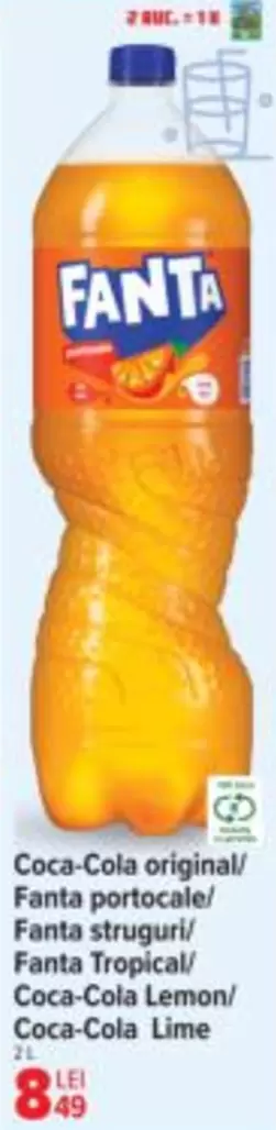 Coca Cola - Coca-Cola original, Fanta portocale, Fanta struguri, Fanta Tropical, Coca-Cola Lemon, Coca-Cola Lime