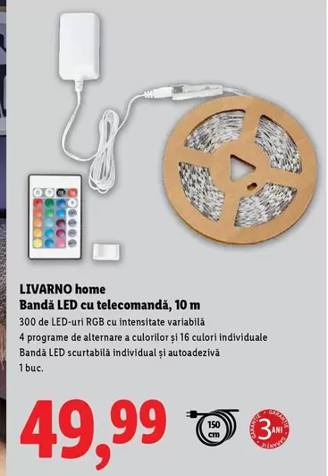 Bandă LED cu telecomandă, 10 m
