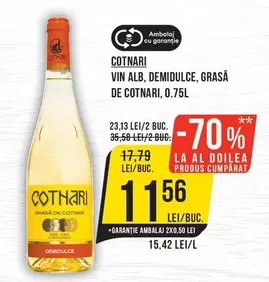 Cotnari - VIN ALB, DEMIDULCE, GRASĂ DE COTNARI