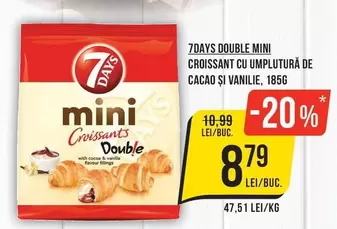 7days - DOUBLE MINI CROISSANT CU UMPLUTURĂ DE CACAO ȘI VANILIE