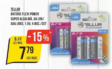 BATERIE FLEXI POWER SUPER ALCALINĂ, AA LR6/ AAA LR03, 1.5V, 4 BUC./SET