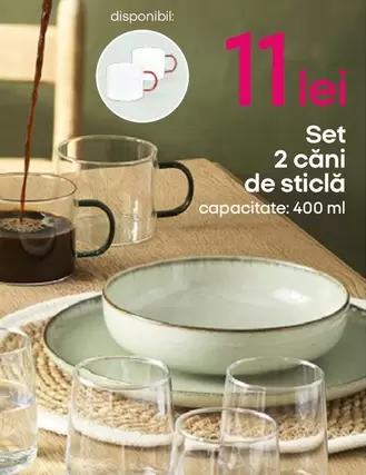 Set 2 căni de sticlă
