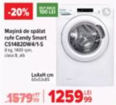 Maşină de spălat rule Candy Smart CS14820W4/1-5