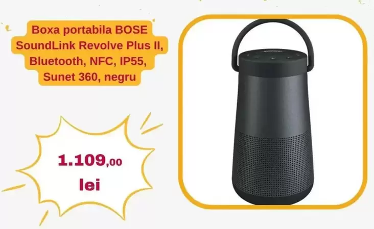 SoundLink Revolve Plus II, Bluetooth, NFC, IP55, Sunet 360, negru