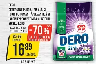Dero - DETERGENT PUDRĂ, IRIS ALB ȘI FLORI DE ROMANIŢĂ/LEVĂNŢICĂ ŞI IASOMIE/PROSPEŢIMEA MUNTELUI
