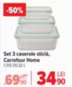 Set 3 caserole sticlă