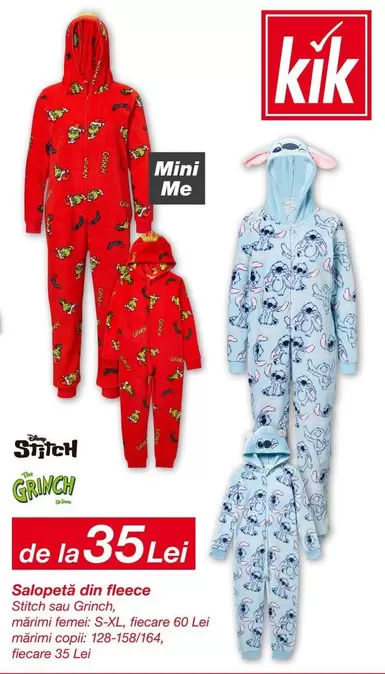 Salopetă din fleece Stitch sau Grinch