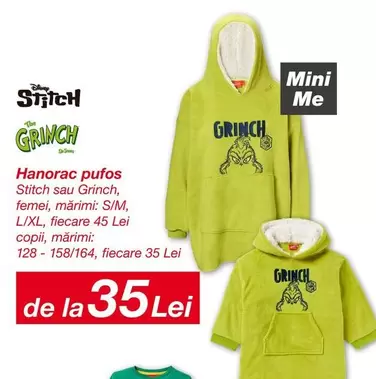 Hanorac pufos Stitch sau Grinch