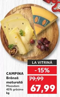 Campina - Brânză maturată Maasdam 45% grăsime