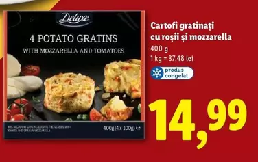 Cartofi gratinați cu roșii și mozzarella