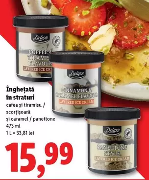 Înghețată în straturi cafea și tiramisu / scorțișoară și caramel / panettone
