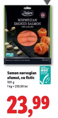 Somon norvegian afumat, cu fistic