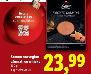 Somon norvegian afumat, cu whisky