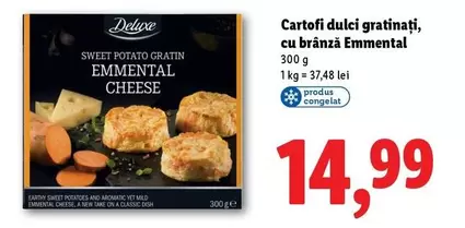 Cartofi dulci gratinați, cu brânză Emmental