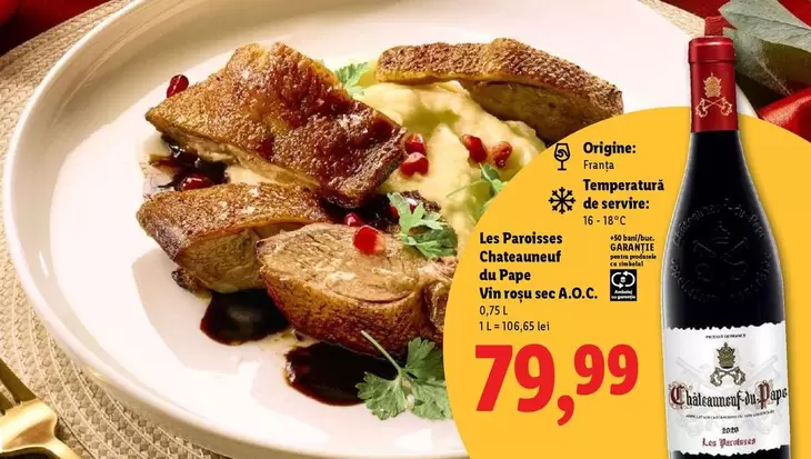 Les Paroisses Châteauneuf du Pape Vin rouge sec A.O.C.